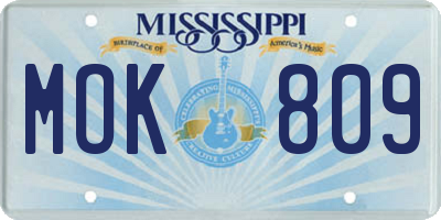 MS license plate MOK809