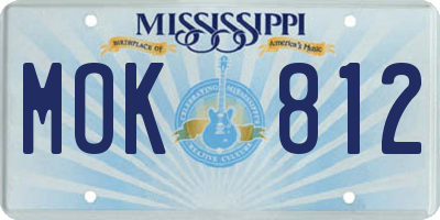 MS license plate MOK812