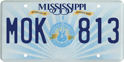 MS license plate MOK813