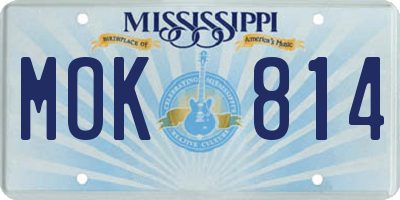 MS license plate MOK814