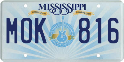 MS license plate MOK816