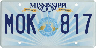 MS license plate MOK817
