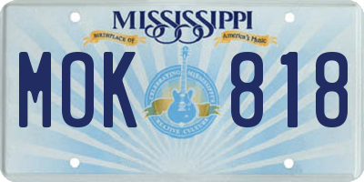 MS license plate MOK818