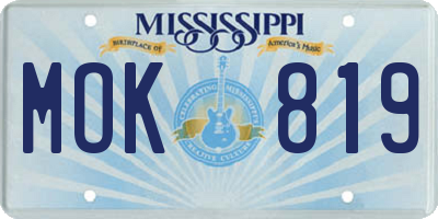 MS license plate MOK819