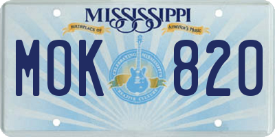 MS license plate MOK820