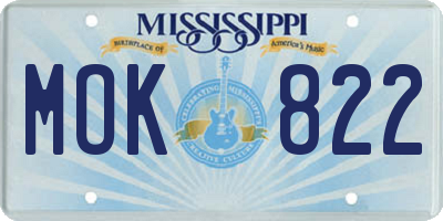 MS license plate MOK822