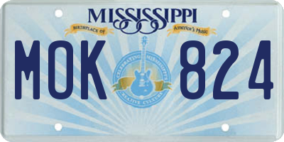 MS license plate MOK824