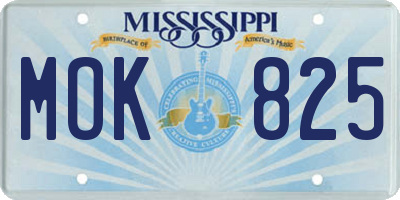 MS license plate MOK825