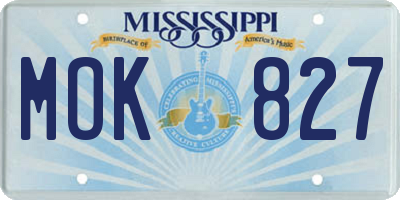 MS license plate MOK827