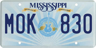 MS license plate MOK830