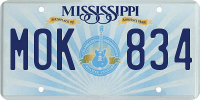 MS license plate MOK834