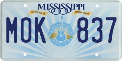 MS license plate MOK837