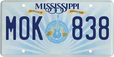 MS license plate MOK838