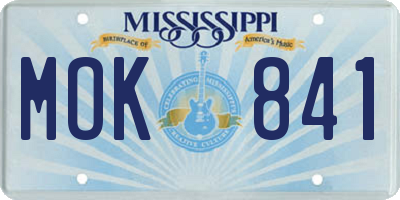 MS license plate MOK841