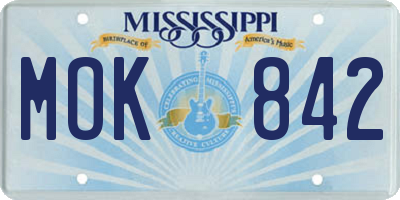 MS license plate MOK842
