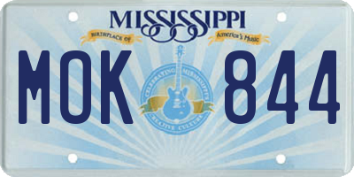 MS license plate MOK844