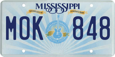 MS license plate MOK848