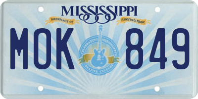 MS license plate MOK849