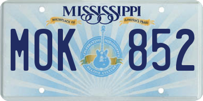 MS license plate MOK852