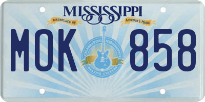 MS license plate MOK858