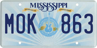 MS license plate MOK863