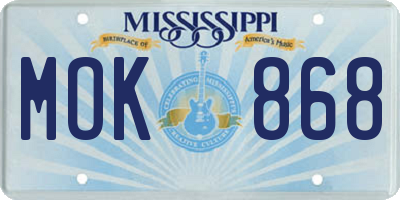 MS license plate MOK868