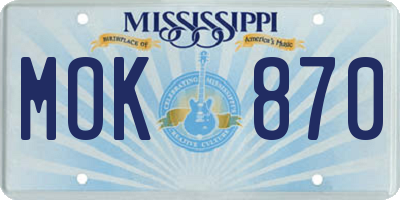 MS license plate MOK870