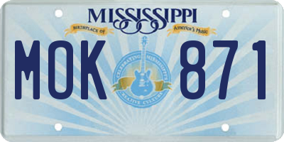 MS license plate MOK871