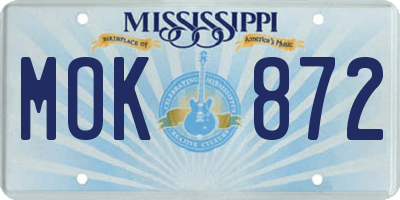MS license plate MOK872