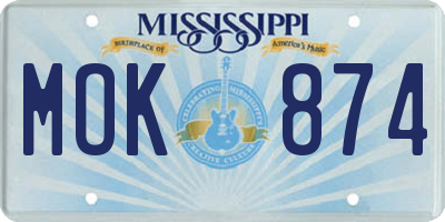 MS license plate MOK874