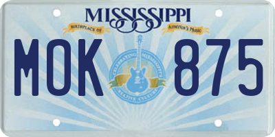 MS license plate MOK875
