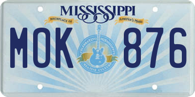 MS license plate MOK876