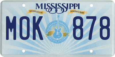 MS license plate MOK878