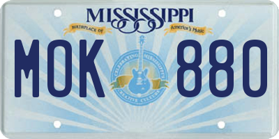 MS license plate MOK880