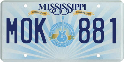 MS license plate MOK881
