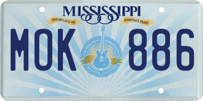 MS license plate MOK886