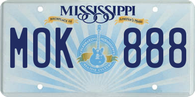 MS license plate MOK888
