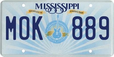 MS license plate MOK889