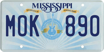 MS license plate MOK890