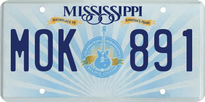 MS license plate MOK891