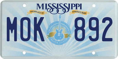 MS license plate MOK892