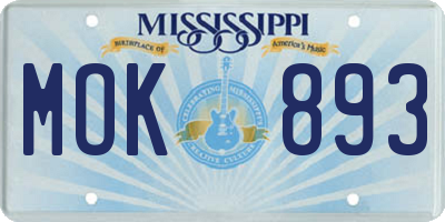 MS license plate MOK893