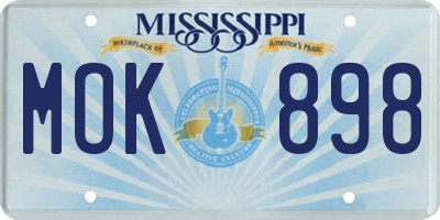 MS license plate MOK898