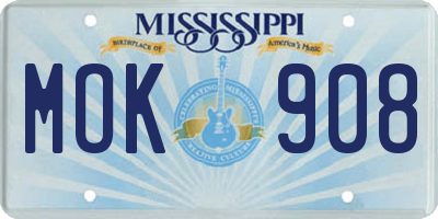 MS license plate MOK908
