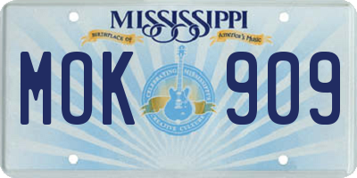 MS license plate MOK909