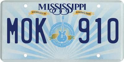 MS license plate MOK910