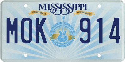 MS license plate MOK914