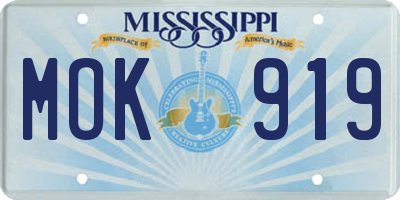 MS license plate MOK919