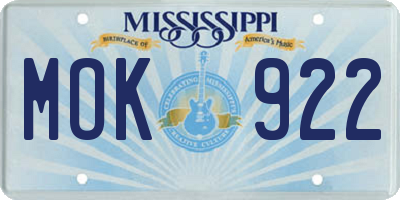 MS license plate MOK922
