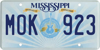 MS license plate MOK923